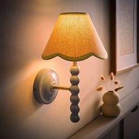 ValueLights Bobbins Powder Blue Wall Light with Linen Trim Lamp Shade & LED Bulb in Pale Green