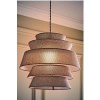ValueLights Valerie Linen 5 Tier Easy Fit Drum Ceiling Light Lamp Shade with Bulb in Grey