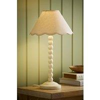 ValueLights Bobbin Colour Trim Linen Shade Cream Bobble Table Lamp