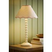 ValueLights Bobbin Colour Trim Linen Shade Cream Bobble Table Lamp in Baby Pink