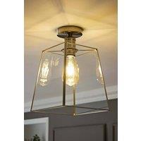 ValueLights Susie Glass Lantern Lamp Shade Flush Ceiling Fitting Light in Silver