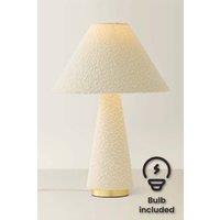 ValueLights Martha Conical Lamp Shade Velvet Boucle Fabric Table Lamp with Bulb in Cream