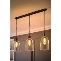 ValueLights Kira Glass Cloche Dome 3 Drop Bar Diner Ceiling Pendant Light & Bulbs in Bronze