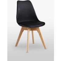 Life Interiors Single Scandinavian Dining Chair with Leather Cushions Solid Wood Legs in Black