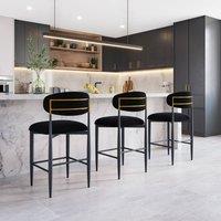 Modish Furnishing Azure Black Chenille With Gold Barstool Set Of 2