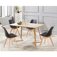 Life Interiors Single 'Tulip Dining Chair' Leather Padded Seat Solid Wood Legs in Black