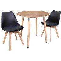 Life Interiors 'Round Lorenzo' Dining Set with a Table & Chairs Set of 2 in Black