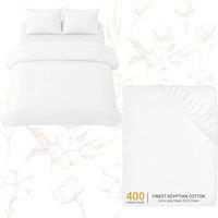 Grace Reversible Brushed 100% Cotton Single Duvet Cover Hypoallegenic in White | Size: Double