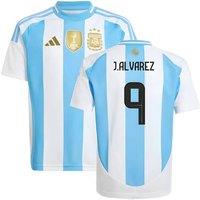 Argentina Junior 2024 - 2025 Home Shirt - J.Alvarez 9 in White | Size: 15-16 Years