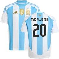 Argentina Junior 2024 - 2025 Home Shirt - Mac Allister 20 in White | Size: 15-16 Years