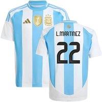 Argentina Junior 2024 - 2025 Home Shirt - L.Martinez 22 in White | Size: 15-16 Years