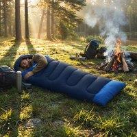 OUTSUNNY Sleeping Bag for Adults, Lightweight & Compact Sleeping Bag in Navy | Size: Single