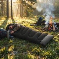 OUTSUNNY Sleeping Bag for Adults, Lightweight & Compact Sleeping Bag in Black | Size: Single