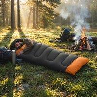 OUTSUNNY Sleeping Bag for Adults, Lightweight & Compact Sleeping Bag in Grey | Size: Single