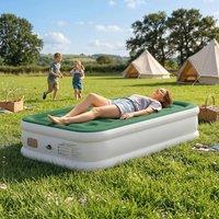 OUTSUNNY Inflatable Mattress, Single Air Bed with Built-in Pump, Dark Green | Size: Double