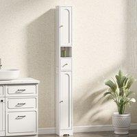 HOMCOM 20cm Slim Bathroom Storage Cabinet with Adjustable Shelves White