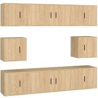 Berkfield Home 8 Piece TV Cabinet Set Sonoma Oak Engineered Wood in Light Tan