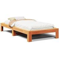 Berkfield Home Bed Frame without Mattress Wax Brown 75x190 cm Small Single Solid