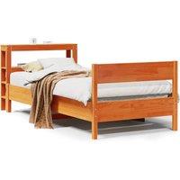 Berkfield Home Bed Frame without Mattress Wax Brown 75x190 cm Small Single Solid