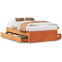 Berkfield Home Bed Frame without Mattress with Drawers Wax Brown 120x190 cm Smal | Size: Small Double
