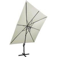 Berkfield Home Cantilever Umbrella with Pole & LED Lights Sand 300 cm in Beige