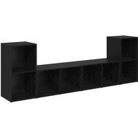 Berkfield Home with Shelf with Storage 4 pcs Black oak 72 x 35 x 36.5 cm Enginee