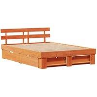 Berkfield Home with Drawer with Headboard with Storage Wax brown 150 x 200 cm So
