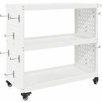 Berkfield Home Tool Trolley with Shelf with Wheel with Storage Manual White Comp