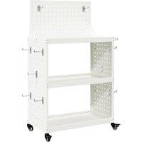 Berkfield Home Tool Trolley with Shelf with Wheel with Storage Manual White 65 x