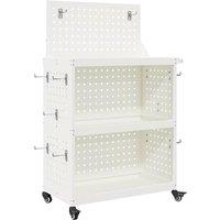 Berkfield Home Tool Trolley with Shelf with Wheel with Storage Manual White 65 x