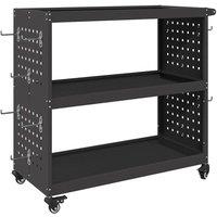 Berkfield Home Tool Trolley with Shelf with Wheel with Storage Manual Black Medi