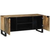 Berkfield Home TV Cabinet, 105 x 33.5 x 46 cm, made from solid mango wood & en in Beige | Size: 105 x 33.5 x 46 cm