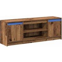 Berkfield Home TV Cabinet with LED - Old Wood, 139.5x34x50 cm, Made from Enginee in Brown | Size: 139.5x34x50 cm