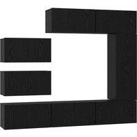 Berkfield Home TV Cabinet Set with Shelf Wall-mounted Other with Storage with Do in Black