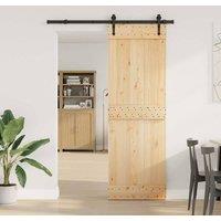Berkfield Home Sliding Door with Hardware Set 70x210 cm Solid Wood Pine in Light Tan