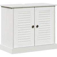 Berkfield Home Sink Cabinet "VIGO" with Doors, 67.5x34x59 cm, made from solid pi in White | Size: 67.5x34x59 cm