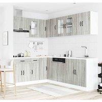 Berkfield Home Elegant 11 Piece Kitchen Cabinet Set Kalmar Grey Sonoma Engineere