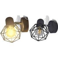 Berkfield Home White 2 Black Industrial Style Wire Frame Wall Sconce with LED Fi