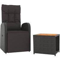Berkfield Home Beautiful 2 Piece Garden Lounge Set Black Poly Rattan&Solid Wood