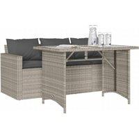 Berkfield Home Beautiful 2 Piece Garden Dining Set with Cushions Light Grey Poly