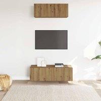 Berkfield Home Classic 2 Piece TV Cabinet Set Wall-mounted Artisan Oak Engineere in Brown