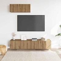Berkfield Home Classic 3 Piece TV Cabinet Set Wall-mounted Artisan Oak Engineere in Brown