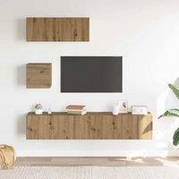 Berkfield Home Classic 4 Piece TV Cabinet Set Wall-mounted Artisan Oak Engineere in Brown
