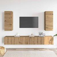 Berkfield Home Classic 4 Piece TV Cabinet Set Wall-mounted Artisan Oak Engineere in Brown
