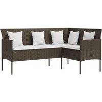 Berkfield Home Durable 5 Piece L-shaped Couch Sofa Set with Cushions Poly Rattan in Brown