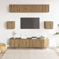 Berkfield Home Classic 6 Piece TV Cabinet Set Wall-mounted Artisan Oak Engineere in Brown