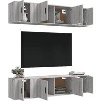 Berkfield Home Classic 6 Piece TV Cabinet Set Grey Sonoma Engineered Wood