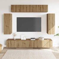 Berkfield Home Classic 6 Piece TV Cabinet Set Wall-mounted Artisan Oak Engineere in Brown