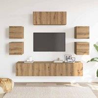 Berkfield Home Classic 7 Piece TV Cabinet Set Wall-mounted Artisan Oak Engineere in Brown