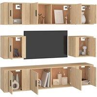 Berkfield Home Classic 8 Piece TV Cabinet Set Sonoma Oak Engineered Wood in Light Tan